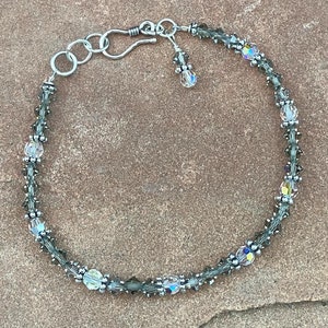 Swarovski crystal & Bali sterling silver bracelet, 7 1/2 inches