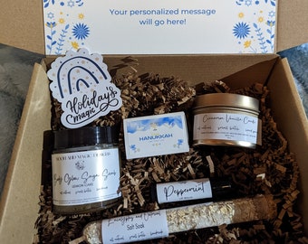 Shalom Hanukkah Spa Gift Set: Handmade Soy Candle & Sugar Scrub