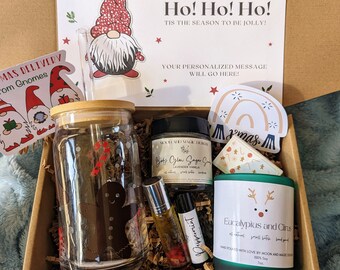Christmas Gnome Gift Box Set: Handmade Spa Box with Soy Candle