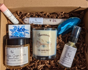 Personalized New Home Gift Box: Soy Candle & Spa Set