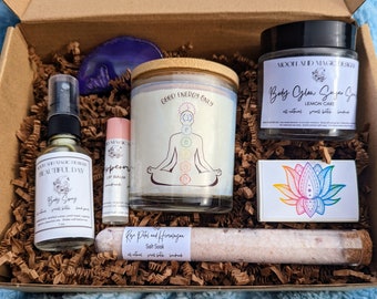 Relaxation Gift Set: Handmade Spa Box with Soy Candle & Sugar Scrub