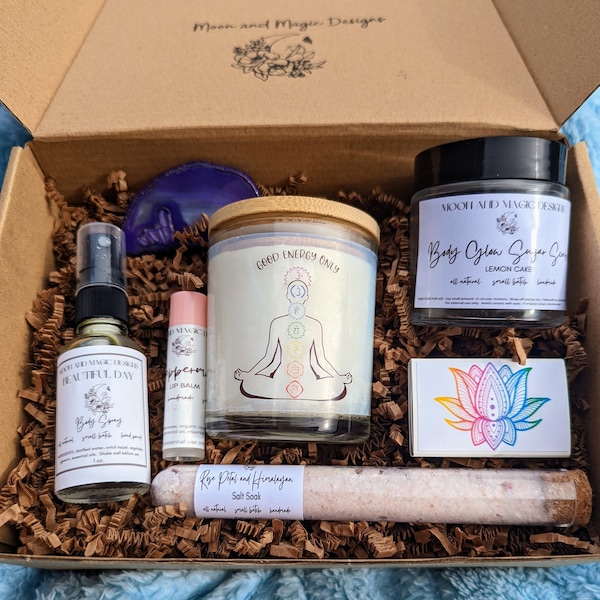 Meditation Gift Set, Chakra Symbols Gift Box, Custom Spa box, Gifts for Relaxing, Meditation Items, Personalized Gifts, Birthday Box