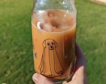 Halloween Ghost Dog Beer Can Glass: Spooky Iced Coffee Cup