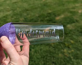 Glitter Bridesmaid Champagne Glass: Personalized Wedding Party Favor