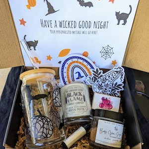 Halloween Gift Box, Boo Box Gifts Set, Spooky Custom Gifts, Gifts for Her, Personalized Gifts, October Gift, Spa Gift Set, Coffee Lovers image 1