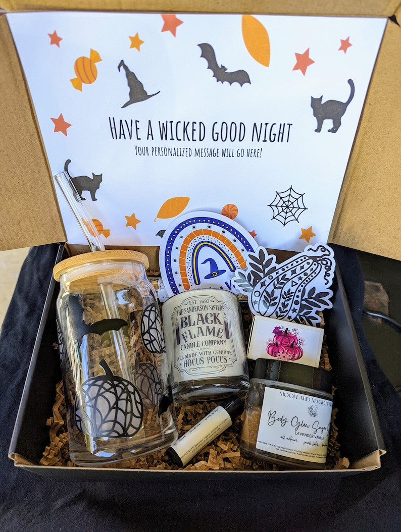 Halloween Gift Box, Boo Box Gifts Set, Spooky Custom Gifts, Gifts for Her, Personalized Gifts, October Gift, Spa Gift Set, Coffee Lovers image 1