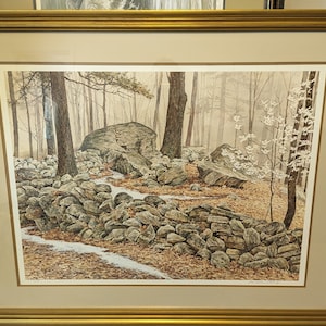 Signed David Armstrong Print: Mountain Dogwood Landscape, Framed