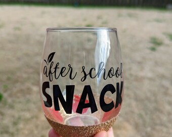 Personalized Teacher Wine Glass: Glitter Stemless Thank You Gift