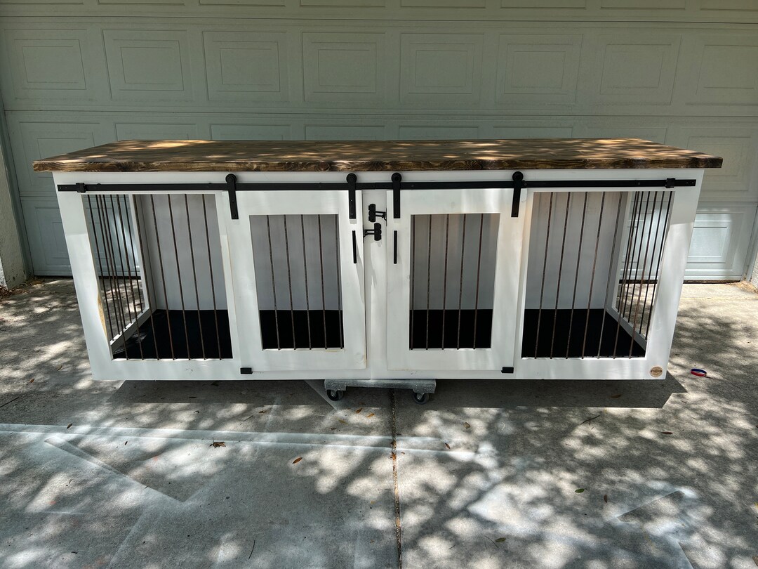 Double Dog Kennel Furniture Double Dog Crate Furniture Etsy