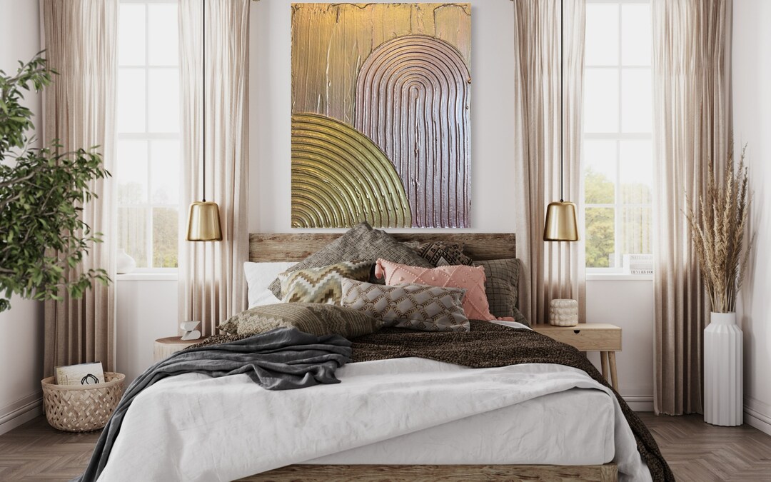 Textured Metallic Canvas Art Bronze Gold Rose Gold Finish Etsy