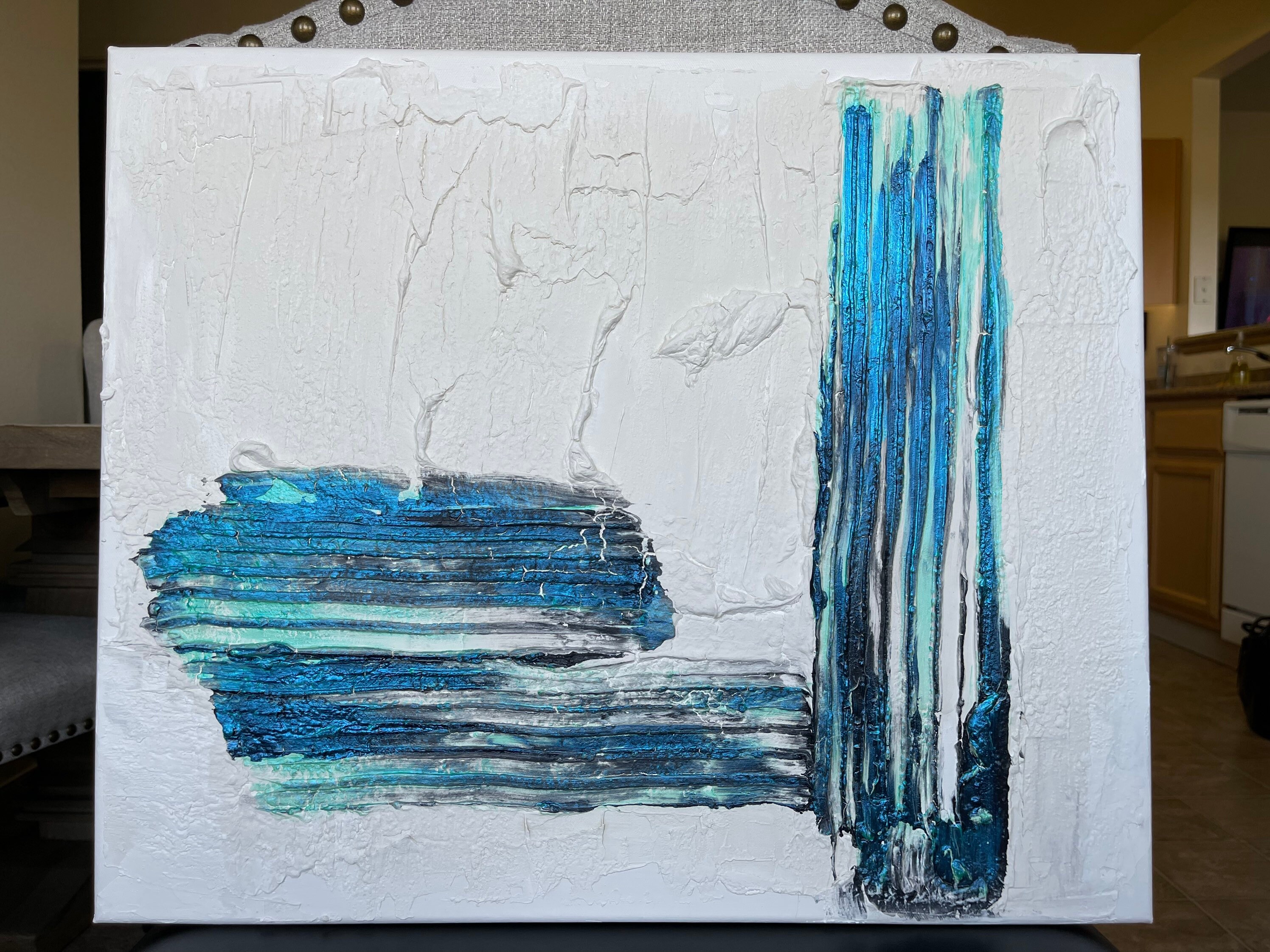 Large Textured Wall Art / Plaster Wall Art / White Waves Art / Etsy