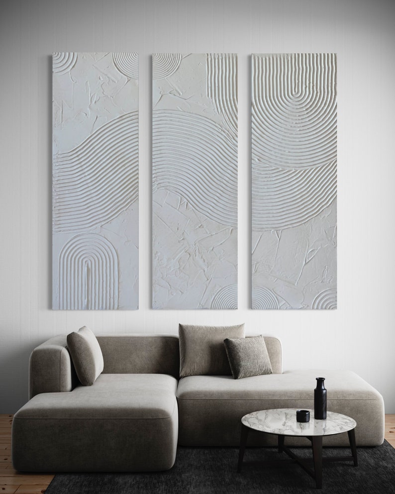 3 Piece Minimalist Painting Boho Wall Decor Textured Neutral Wall Decor