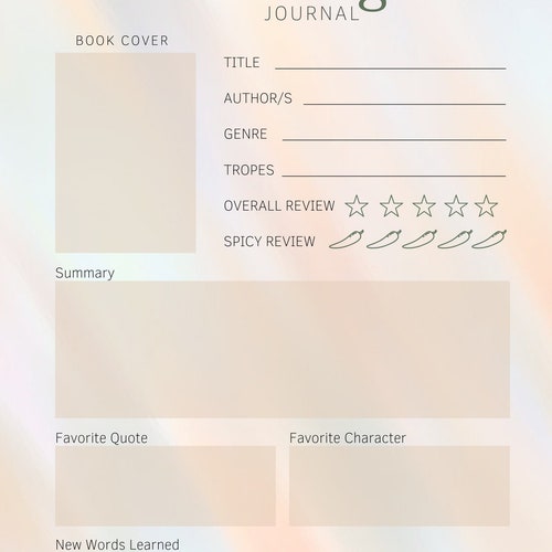 Reading Review Journal Etsy