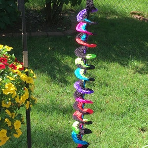 Crocheted Wind Spinner, Finished Neon Colored Yard Spinner With Swivel Hook Included, Yard Decor