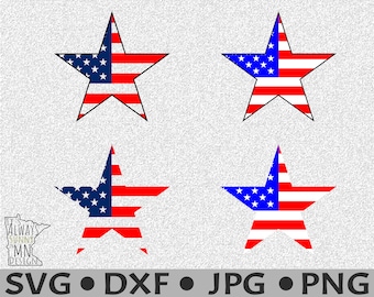US Flag Star Bundle - Png Jpg Dxf Cutting Files for Cricut and Silhouette