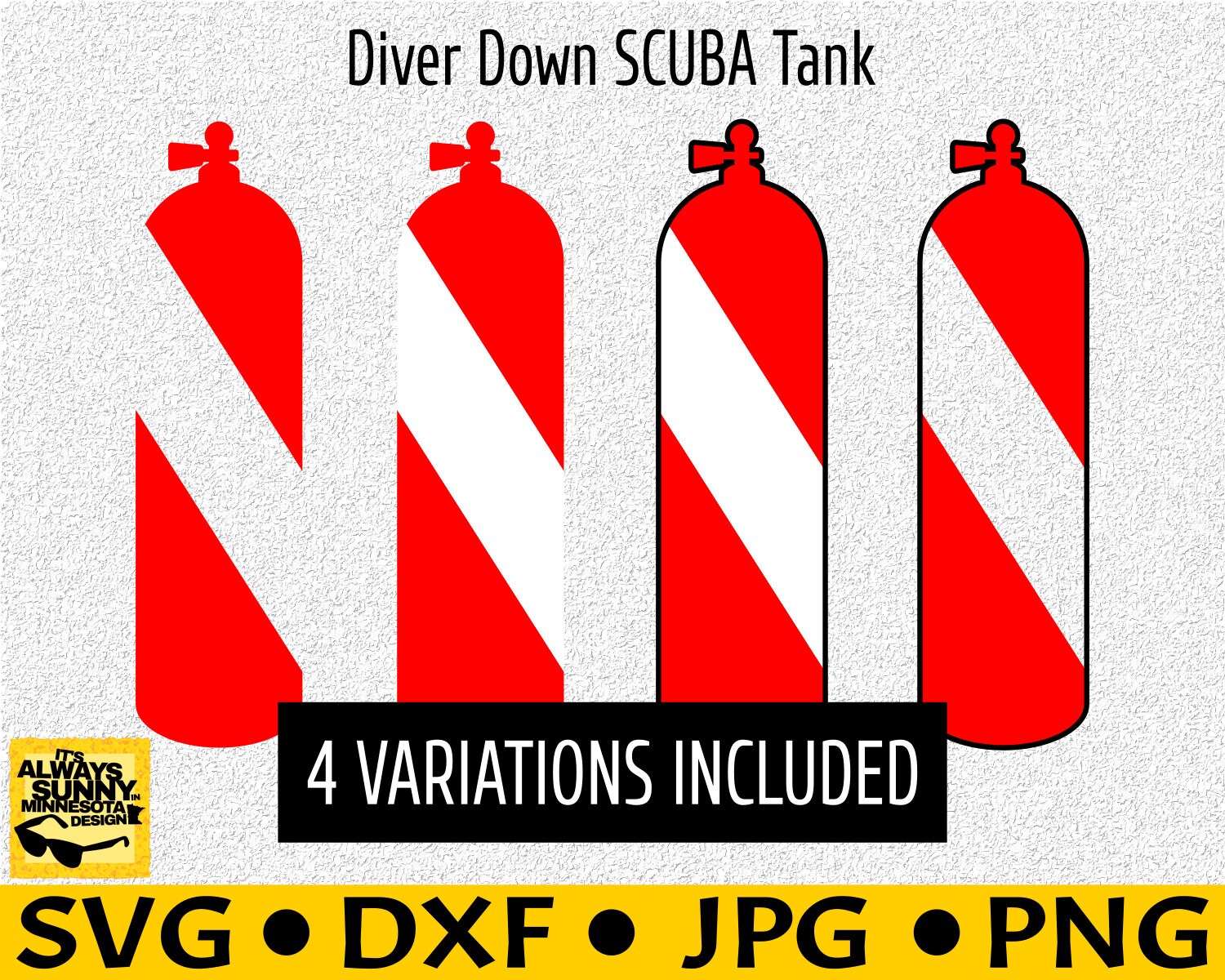 Diver Down Flag SCUBA Tank SVG Cutting Files - DXF Jpg Png for Cricut and Silhouette