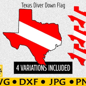 Texas Diver Down SCUBA Flag SVG - PNG DXf Png Cutting Files for Cricut and Silhouette