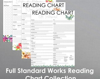 Full Standard Works, Reading Chart, Floral, Come Follow Me 2023, 2024, 2025, 2026 Church of Jesus Christ of Latter Day Saints