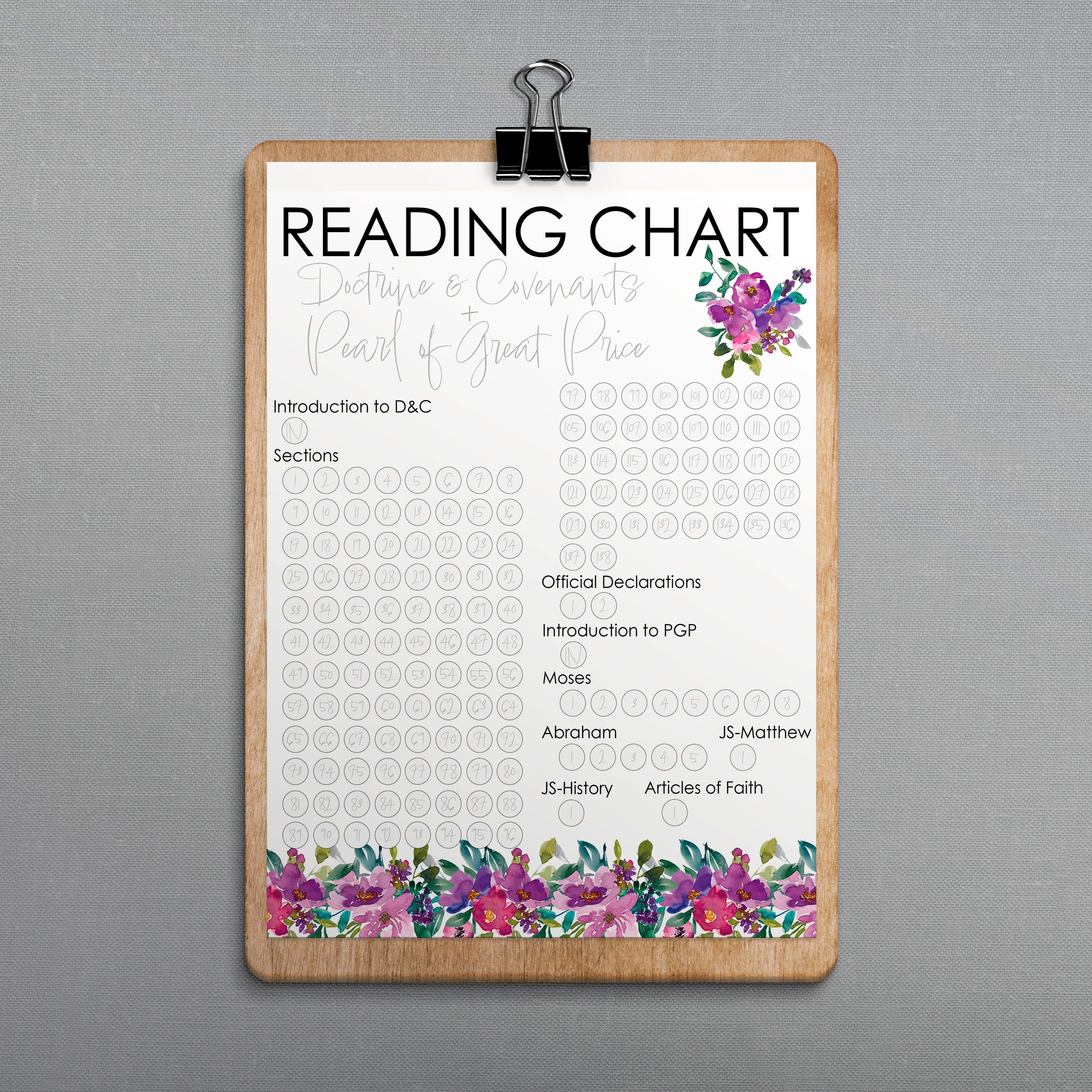Doctrine Covenants Reading Chart Standard Works Floral Come Doctrine Covenants Reading Chart Standard Works Floral Come
