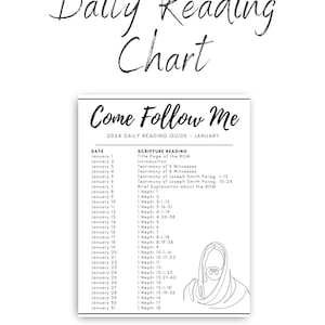 2024 Come Follow Me, Daily Reading Chart, Book of Mormon Daily Reading, Come Unto Christ, CFM, Latter Day Saint, Scripture Reading