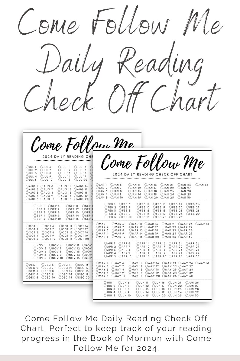 2024 Come Follow Me, Daily Reading Chart, Book of Mormon Daily Reading