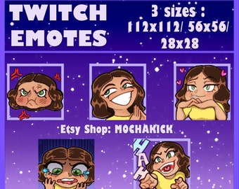 Twitch Emotes / Cute Emotes for Twitch and Discord / Hearts, Angry, Smirk, Sad, LOL