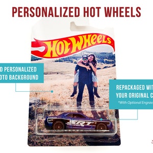 Personalized Hot Wheels Packaging | Custom Photo Background w/ Optional Vehicle Engraving