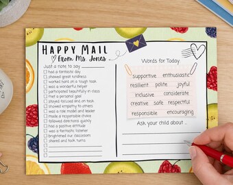 Fruit Happy Mail Checklist notitieblok Post-it notitieblokken | Lofbriefjes voor de leerkracht