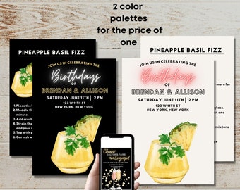 Pineapple Cocktail Party Invitation Template (Digital Download)