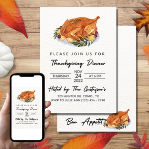 EDITABLE Thanksgiving Turkey Invitation Template Thanksgiving dinner invitation thanksgiving template Thanksgiving invitation