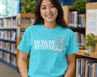 Hallo lezers! T-shirt voor leraren | Bibliothecaris T-shirt | Retro western T-shirt voor de start van het schooljaar