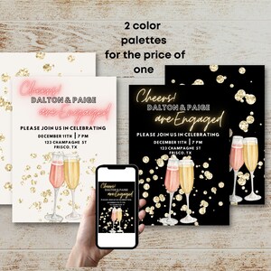 EDITABLE Cheers Champagne Engagement Party Invitation Template Engagement Invitation Template Champagne Party New Years Party Invitation