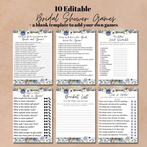 EDITABLE 10 Bridal Shower Games  Dusty Blue  Editable Bridal Shower Games Printable Bridal Shower Games Bride or Groom