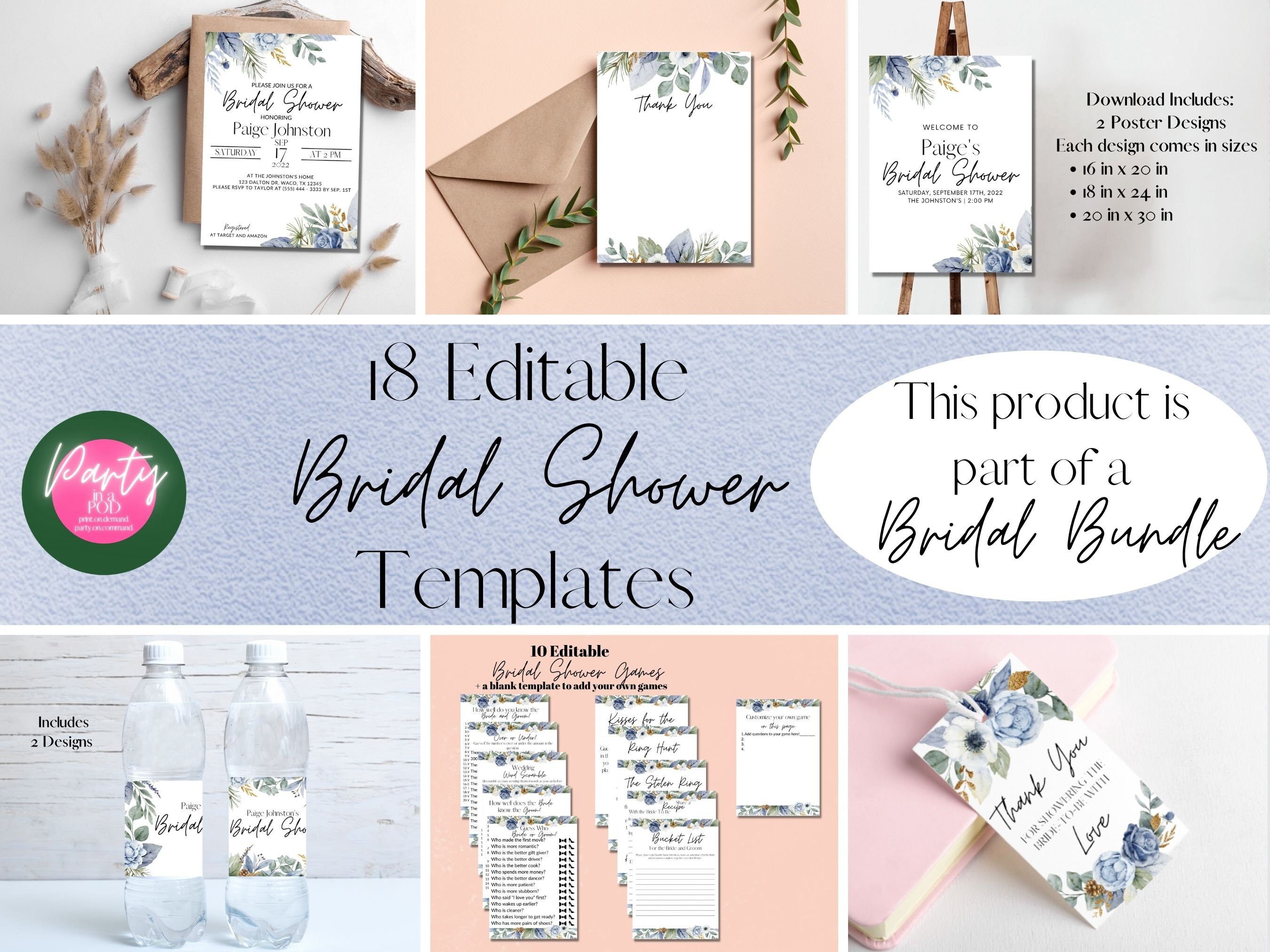 EDITABLE Bridal Shower Sign Template Editable Bridal Shower Poster ...