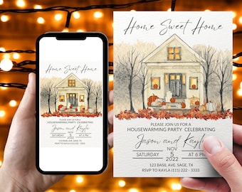 Housewarming-uitnodiging herfst, pompoenporch (digitale download)