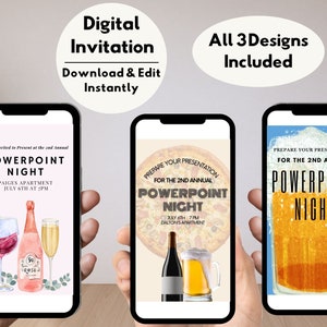 EDITABLE PowerPoint Night Invitations Power Point Presentation Party Power point invitation Presentation night invitation Presentation party