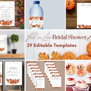 Editable Fall in Love Bridal Shower Bundle Fall couples Shower Fall Bridal Shower Invite Autumn Shower Bride or Groom Bridal Shower Games