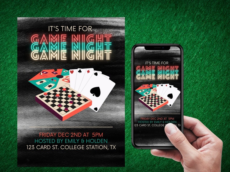 EDITABLE Game Night Invitation Game Night Evite Game Night Etsy