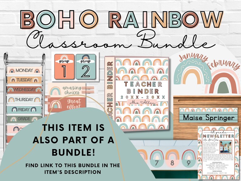 Boho Rainbow Meet the Teacher Template (editable Digital Download) - Etsy
