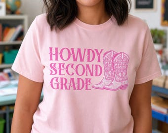 Hallo, juf van groep 2! Shirt | Retro western T-shirt voor de eerste schooldag