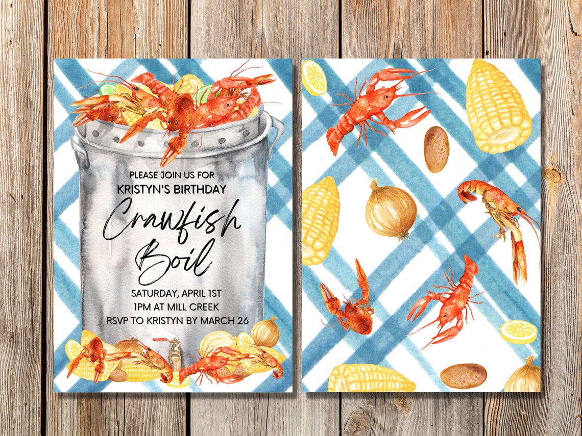 EDITABLE Crawfish Boil Invitation Crayfish Boil Party Crawfish Boil