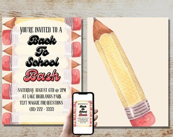 Editable Back to School Bash Invitation Template (Digital Download)