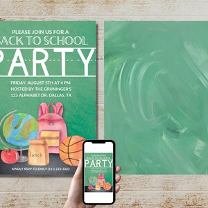 EDITABLE Back to School Party Invitation Back to School Bash Chalkboard Invitation School Invitation School Supplies Invitation