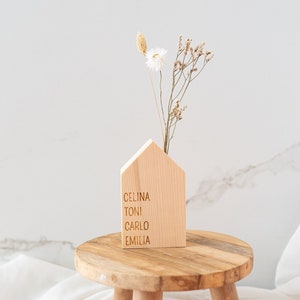 Dekohaus Holz Vase, Einzugsgeschenk, Geschenk zum Einzug, Hochzeitsgeschenk, Skandinavische Deko, Richtfest Geschenk zdjęcie 2