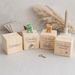 Holiday money box, vacation fund, travel fund, holiday gift, wooden travel fund, holiday savings box, travel money gift