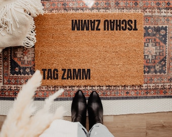 Tag Zamm Tschau Zamm, deurmat, deurmat met spreuk, deurmat grappig, deurmat, housewarming cadeau, appartementdecoratie