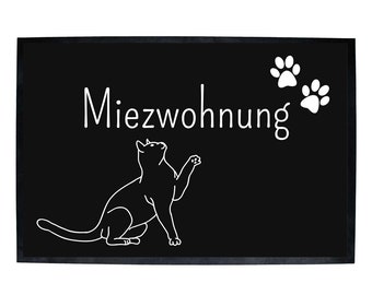 Fußmatte Katze, Schmutzfangmatte, Fußmatte Familie, Türmatte, Miezwohnung, Personalisierte Fußmatte, Geschenk zum Einzug