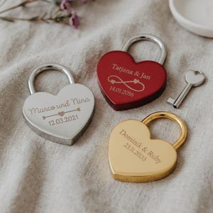 Liefdesslot, gegraveerd slot, huwelijksgeschenk, hartvormig slot, gepersonaliseerd liefdesslot