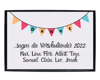 Fußmatte Kindergarten, Schmutzfangmatte, Vorschulkind, Türmatte, Fußmatte Vorschule, Kindergarten Abschiedsgeschenk