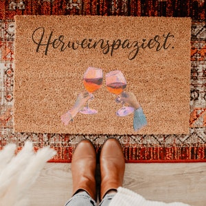 Herweinspaziert doormat, Herweinspaziert doormat, wine doormat, coconut doormat, housewarming gift for women, wine mat